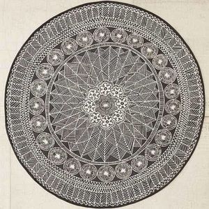 5’ Round Boho Canvas Rug